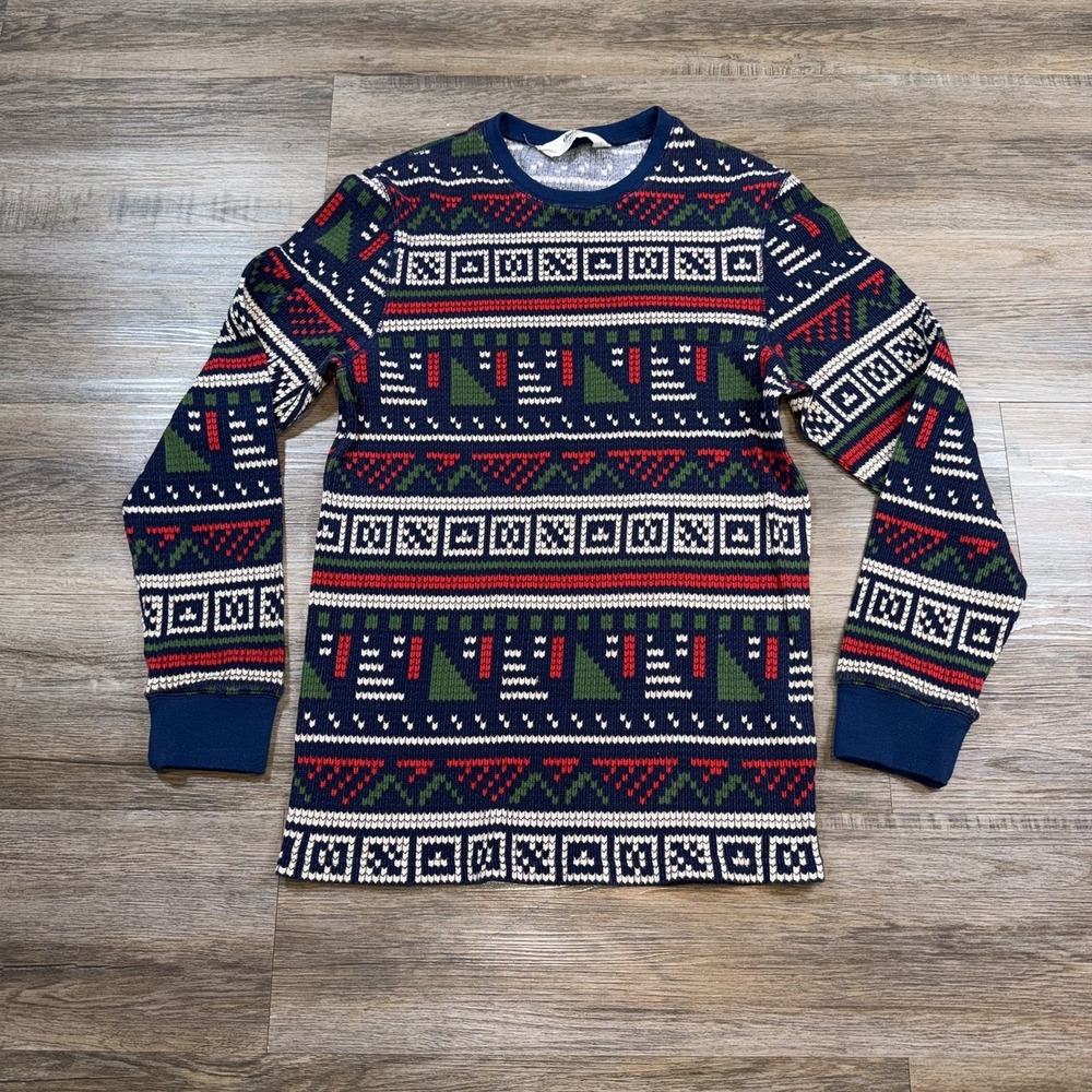 Chubbies Shirt Mens Large Lounge Wear Sweater Pullover Blue White Green Pattern